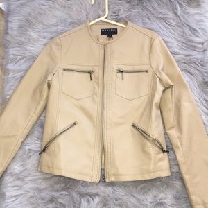 Tan faux leather jacket size m